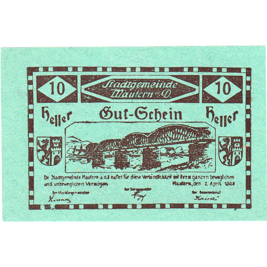 Oostenrijk, Mautern, 10 Heller, pont, 1920, 1920-12-31, SPL, Mehl:FS 600IAF
