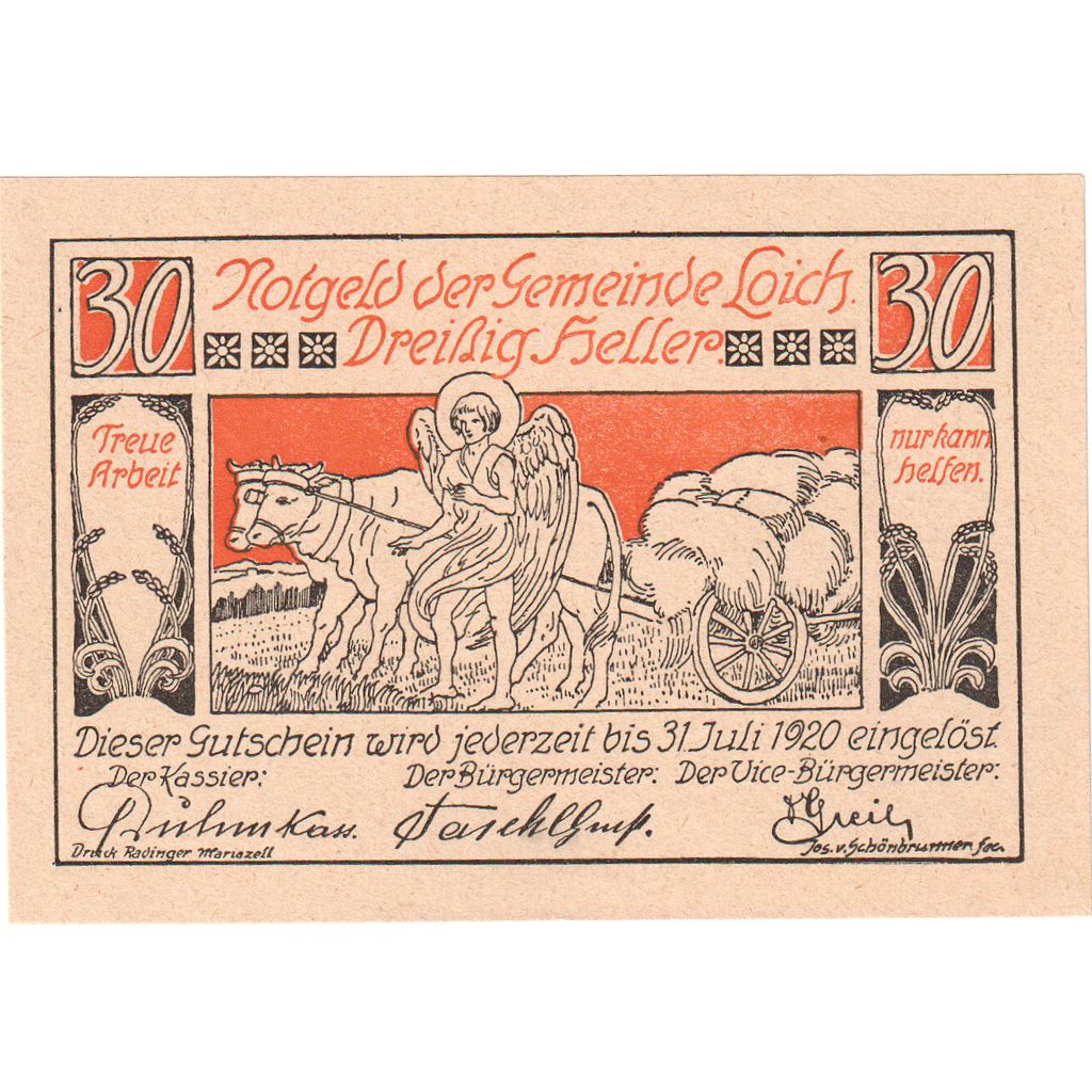 Oostenrijk, LOICH, 30 Heller, Animaux, 1920, 1920-07-31, SPL, Mehl:FS 562.01