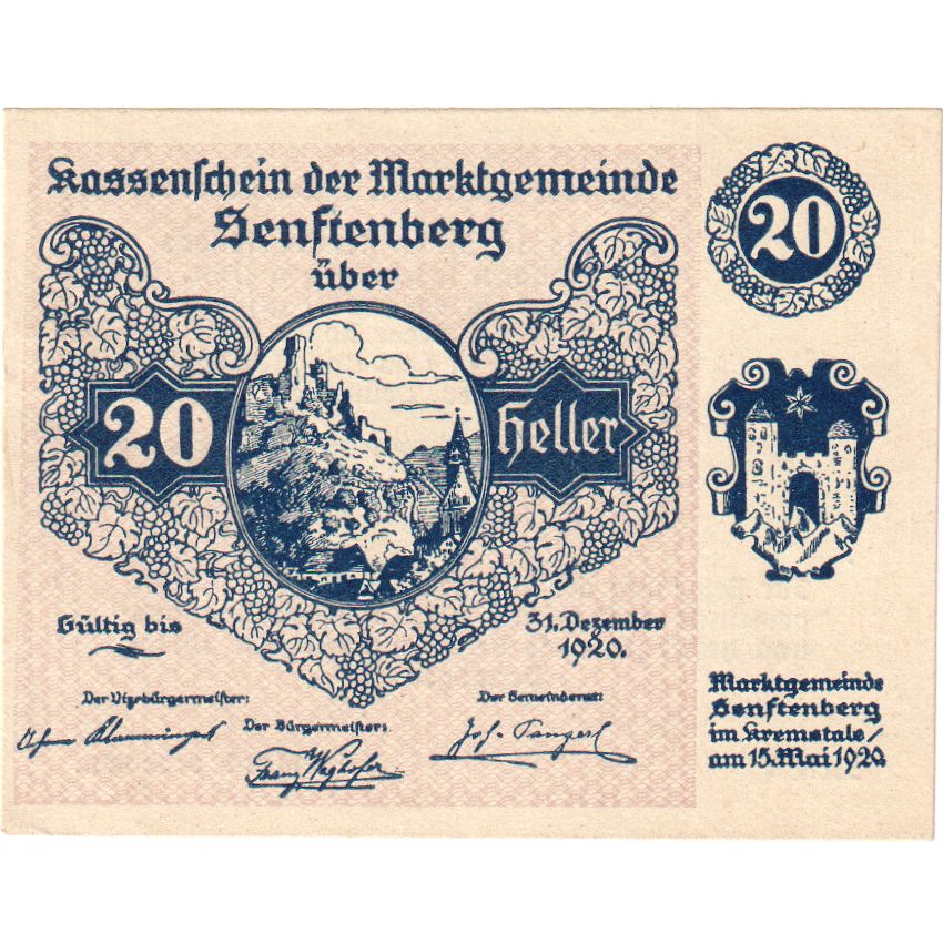 Oostenrijk, Senftenberg, 20 Heller, paysage, 1920, 1920-12-31, SPL, Mehl:FS 993g
