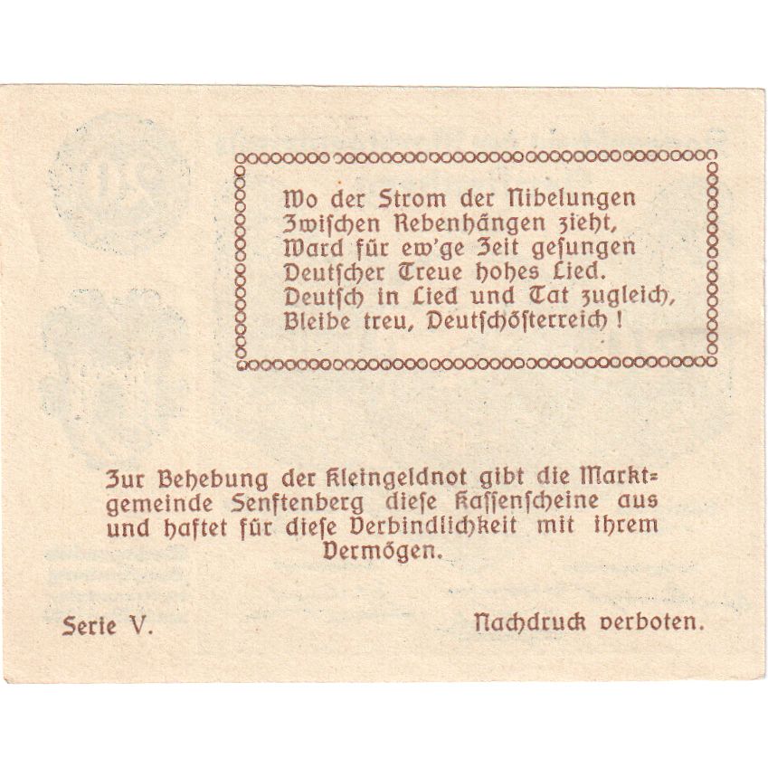 Oostenrijk, Senftenberg, 20 Heller, paysage, 1920, 1920-12-31, SPL, Mehl:FS 993g