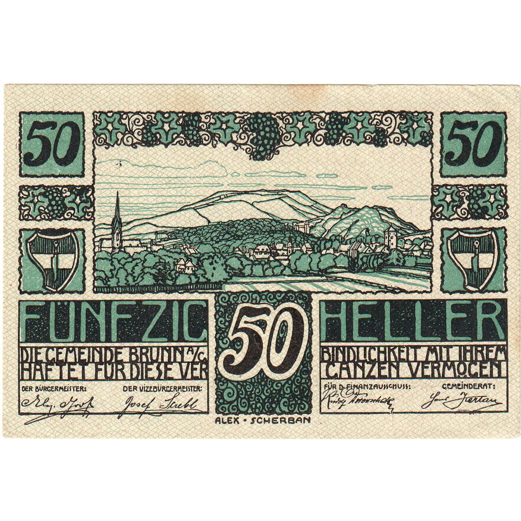 Oostenrijk, Brunn, 50 Heller, paysage, 1920, 1920-10-31, SPL, Mehl:FS 109a
