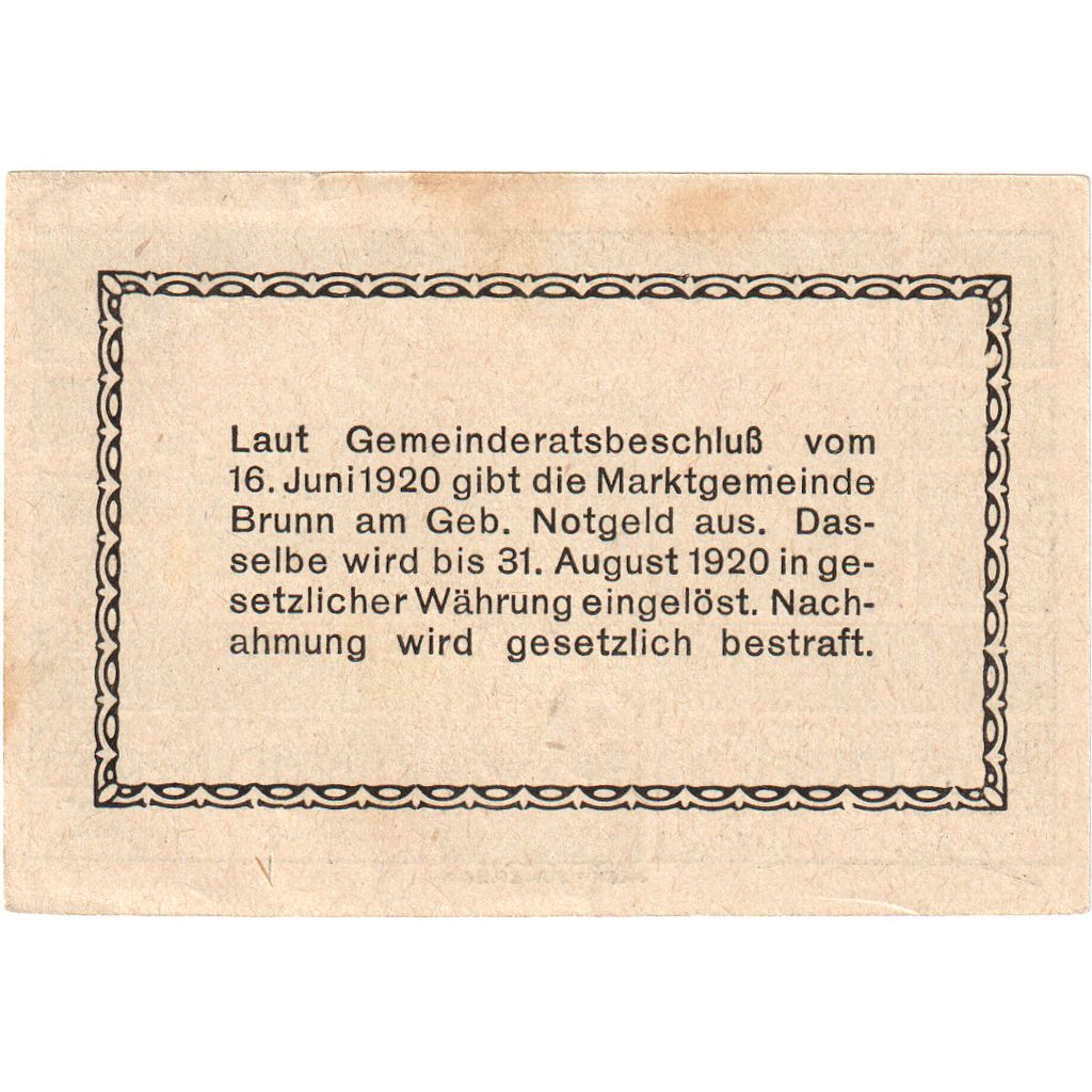 Oostenrijk, Brunn, 50 Heller, paysage, 1920, 1920-10-31, SPL, Mehl:FS 109a
