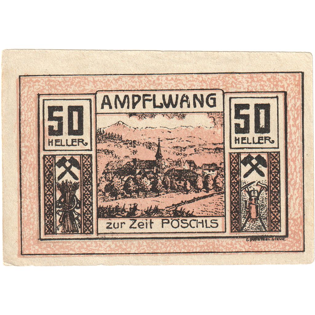 Autriche, Ampflwang, 50 Heller, village, 1920, 1920-12-31, SUP+, Mehl:FS 36a
