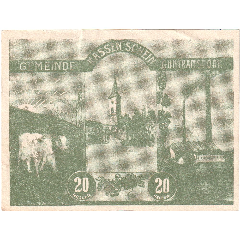 Autriche, Guntramsdorf, 20 Heller, Eglise, 1920, 1920-08-31, SUP, Mehl:FS 310a