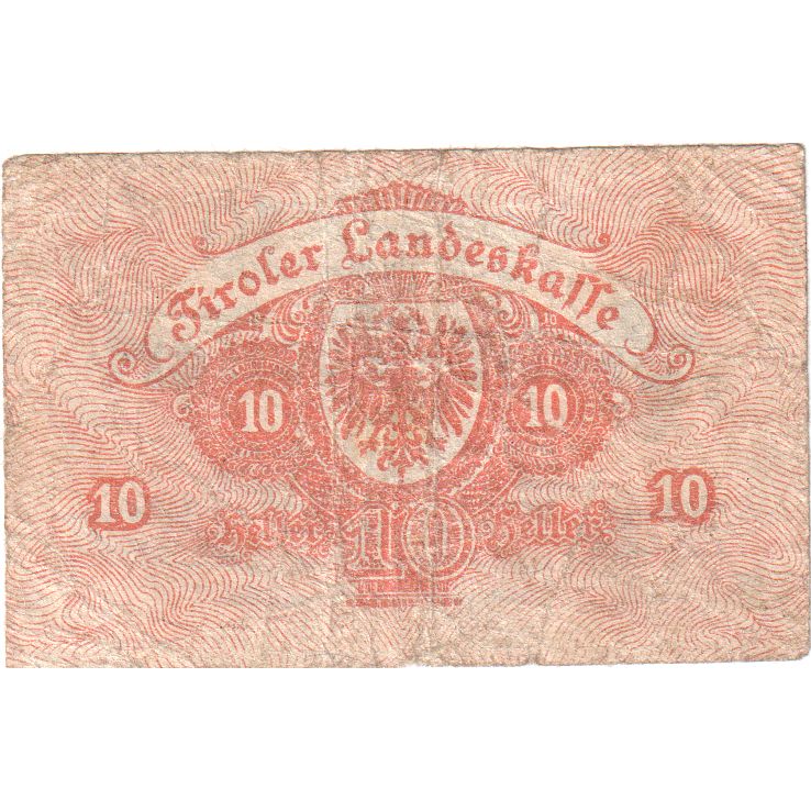 Autriche, Innsbruck, 10 Heller, Texte, 1919, 1919-05-31, SPL, Mehl:FS 409a