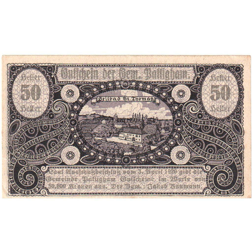 Oostenrijk, Battighem, 50 Heller, château, 1920, 1920-11-30, SPL, Mehl:FS 938