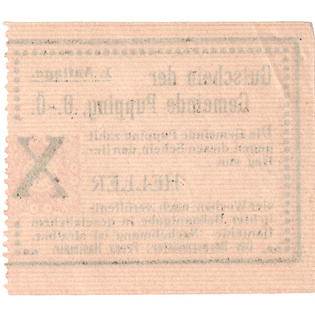 Autriche, Pupping, 10 Heller, Texte, 1920, SPL, Mehl:FS 792I