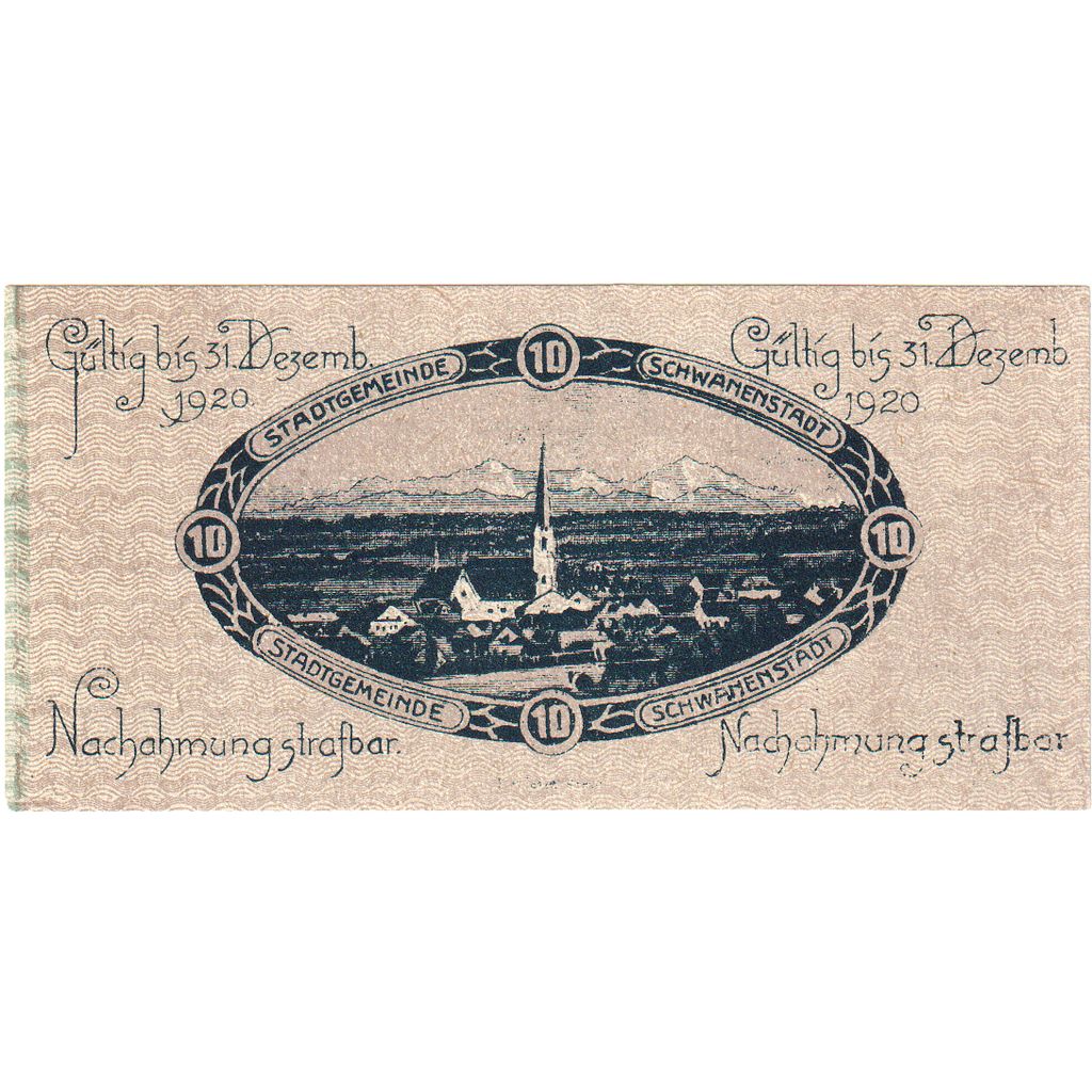 Autriche, Schwanenstadt, 10 Heller, village 1920-12-31, SPL, Mehl:FS 977Ia