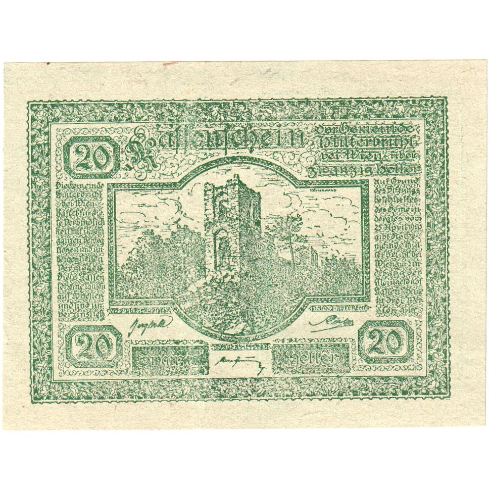 Autriche, Hinterbrühl, 20 Heller, tour, 1920, 1920-07-31, SPL, Mehl:FS 376Ia