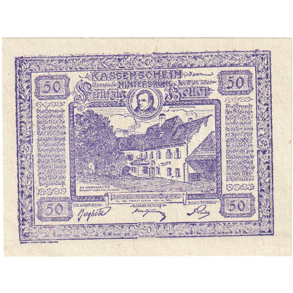 Oostenrijk, Hinterbrühl, 50 Heller, Maison 1920-07-31, SPL, Mehl:FS 376Ia