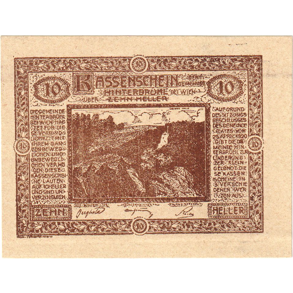 Oostenrijk, Hinterbrühl, 10 Heller, montagne 1920-07-31, SPL, Mehl:FS 376Ia