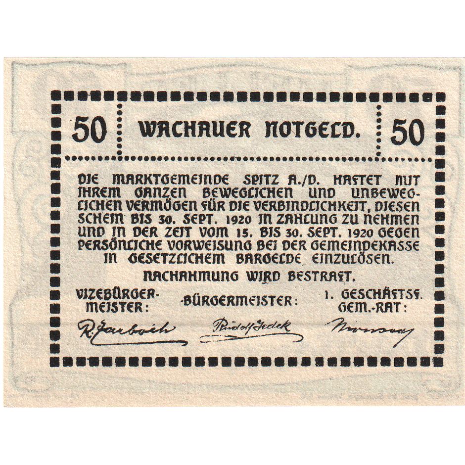 Oostenrijk, Arnsdorf, 50 Heller, fleuve 1920-09-30, SPL, Mehl:FS 1122.12II