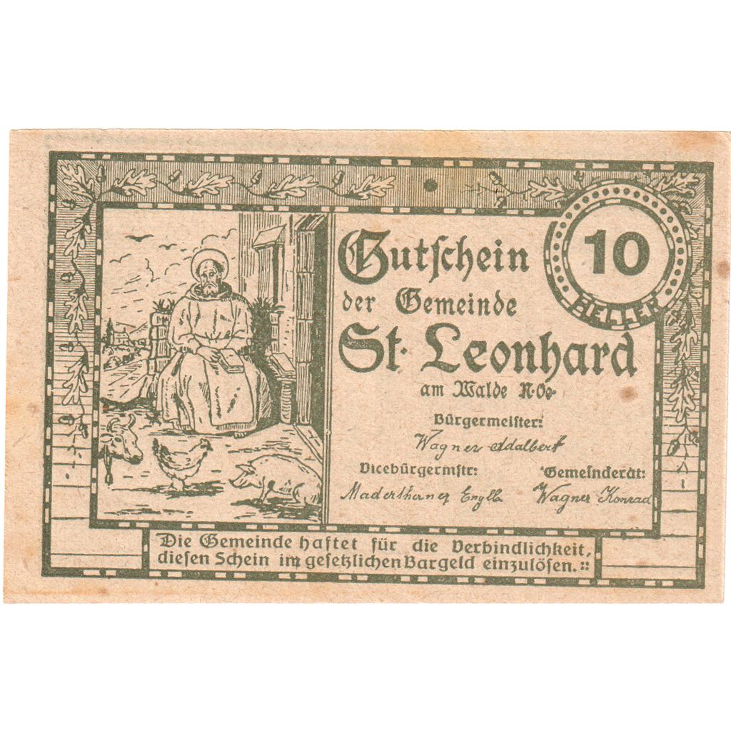 Autriche, St Leonhard, 10 Heller, Eglise, 1920, 1920-12-30, SUP, Mehl:FS 902a