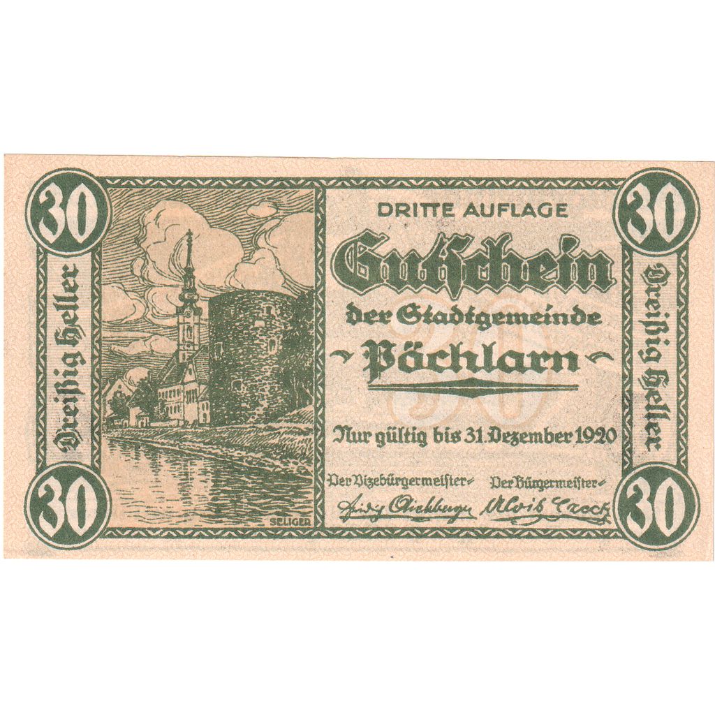 Oostenrijk, Pochlarn, 30 Heller, château, 1920, 1920-12-31, SPL, Mehl:FS 755II
