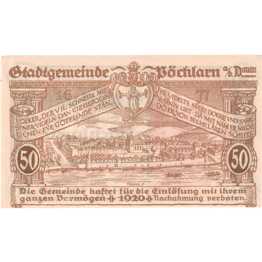 Autriche, Pochlarn, 50 Heller, Eglise, 1920, 1920-12-31, SPL, Mehl:FS 755II