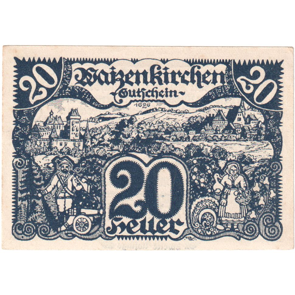 Autriche, Waizenkirchen, 20 Heller, paysage, 1920, 1920-12-31, SPL, Mehl:FS 1128
