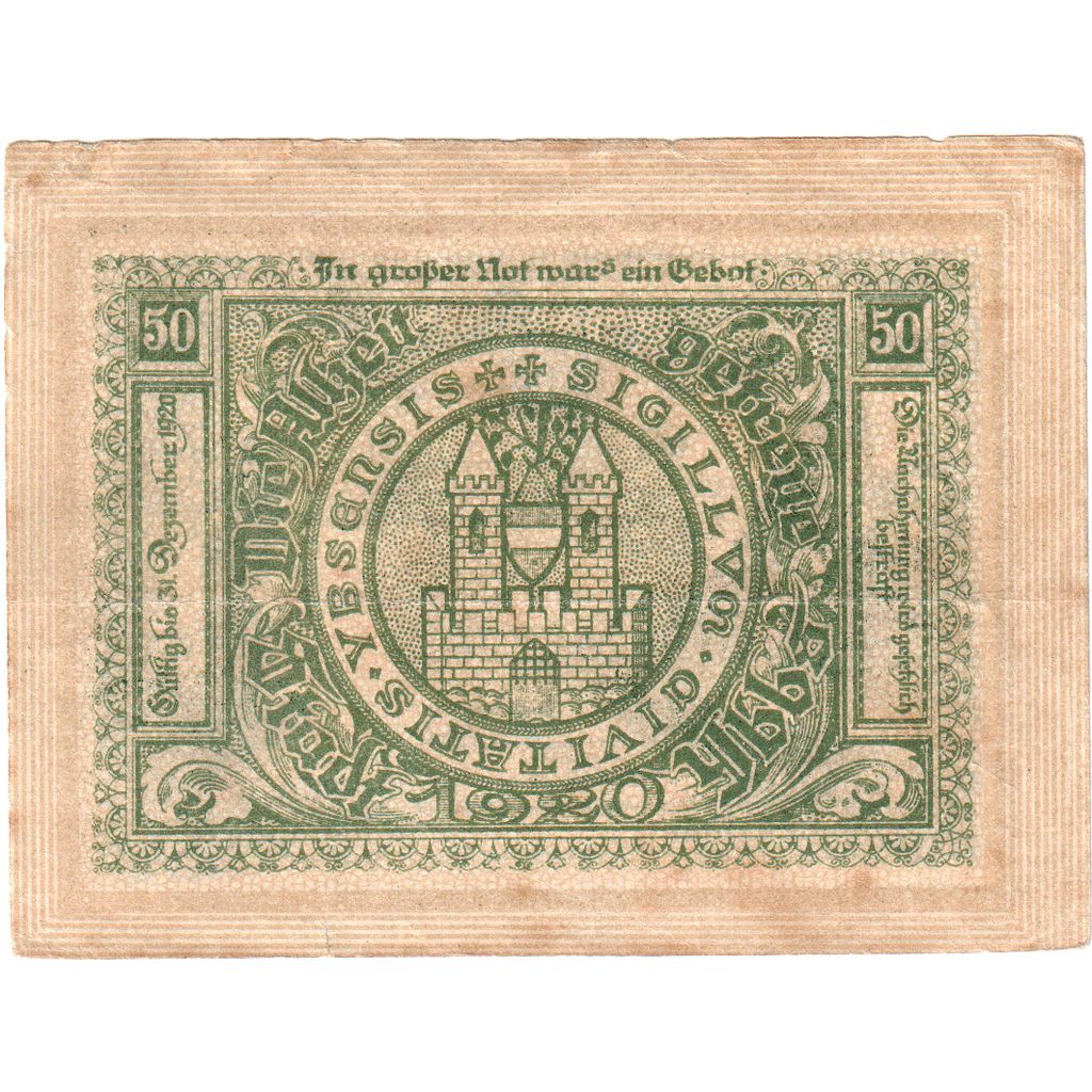 Autriche, Ybbs, 50 Heller, Eglise, 1920, 1920-12-31, TB, Mehl:FS 1258a