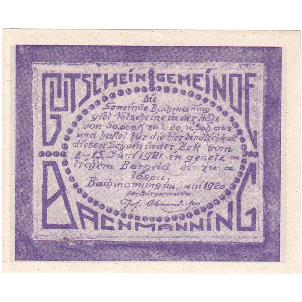 Autriche, Bachmanning, 10 Heller, Eglise, 1921, 1921-06-15, SPL, Mehl:FS 72Ia