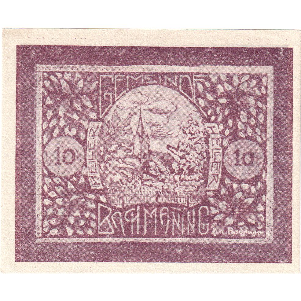 Autriche, Bachmanning, 10 Heller, Eglise, 1921, 1921-06-15, SPL, Mehl:FS 72Ia