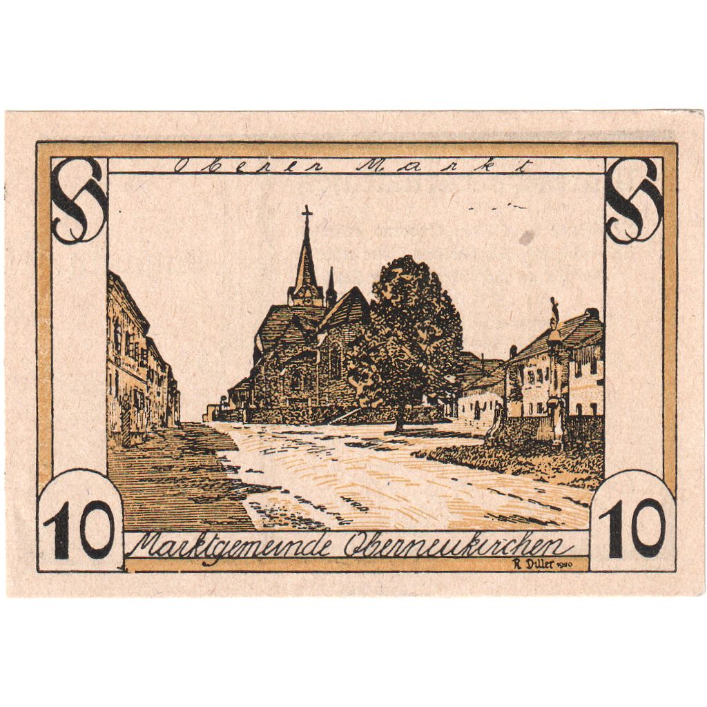 Autriche, Oberneukirchen, 10 Heller, épée, 1920, SPL, Mehl:FS 691b