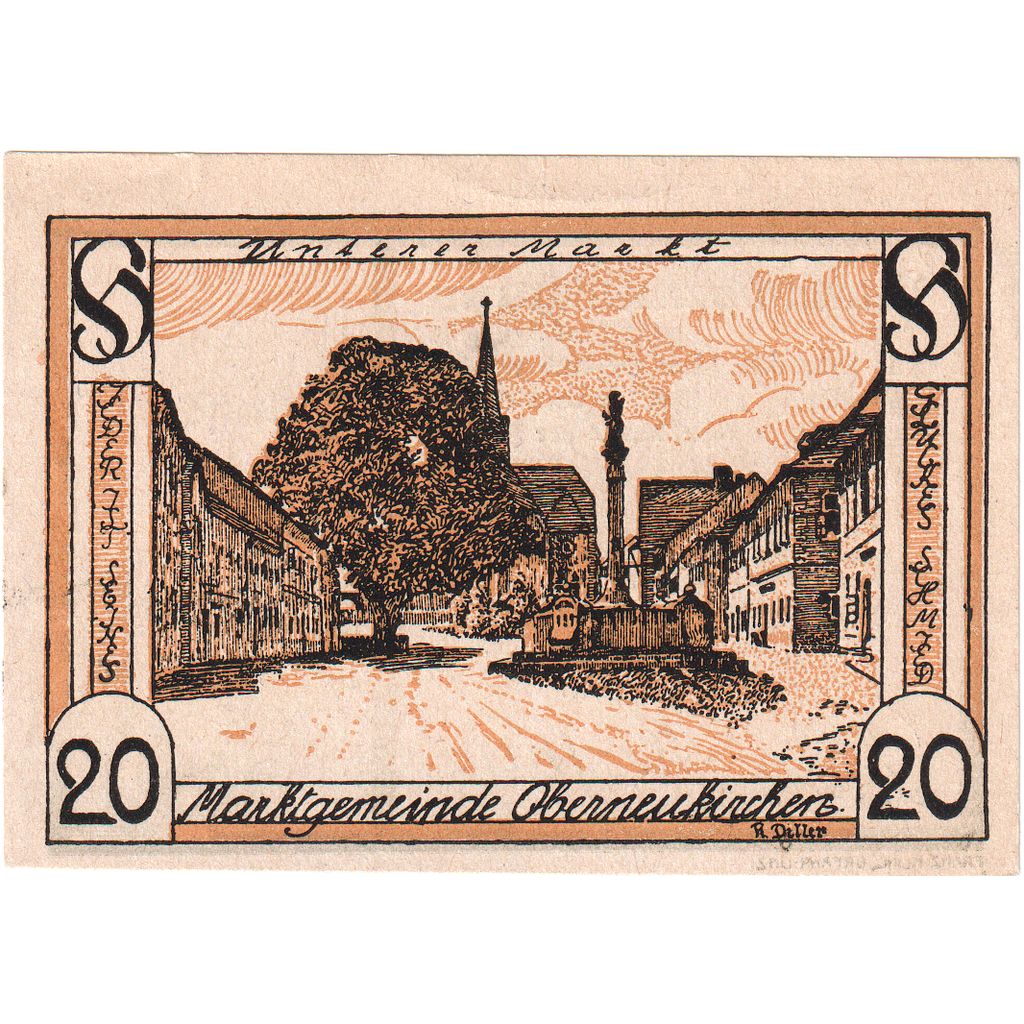 Oostenrijk, Oberneukirchen, 20 Heller, place, 1920, SPL, Mehl:FS 691b