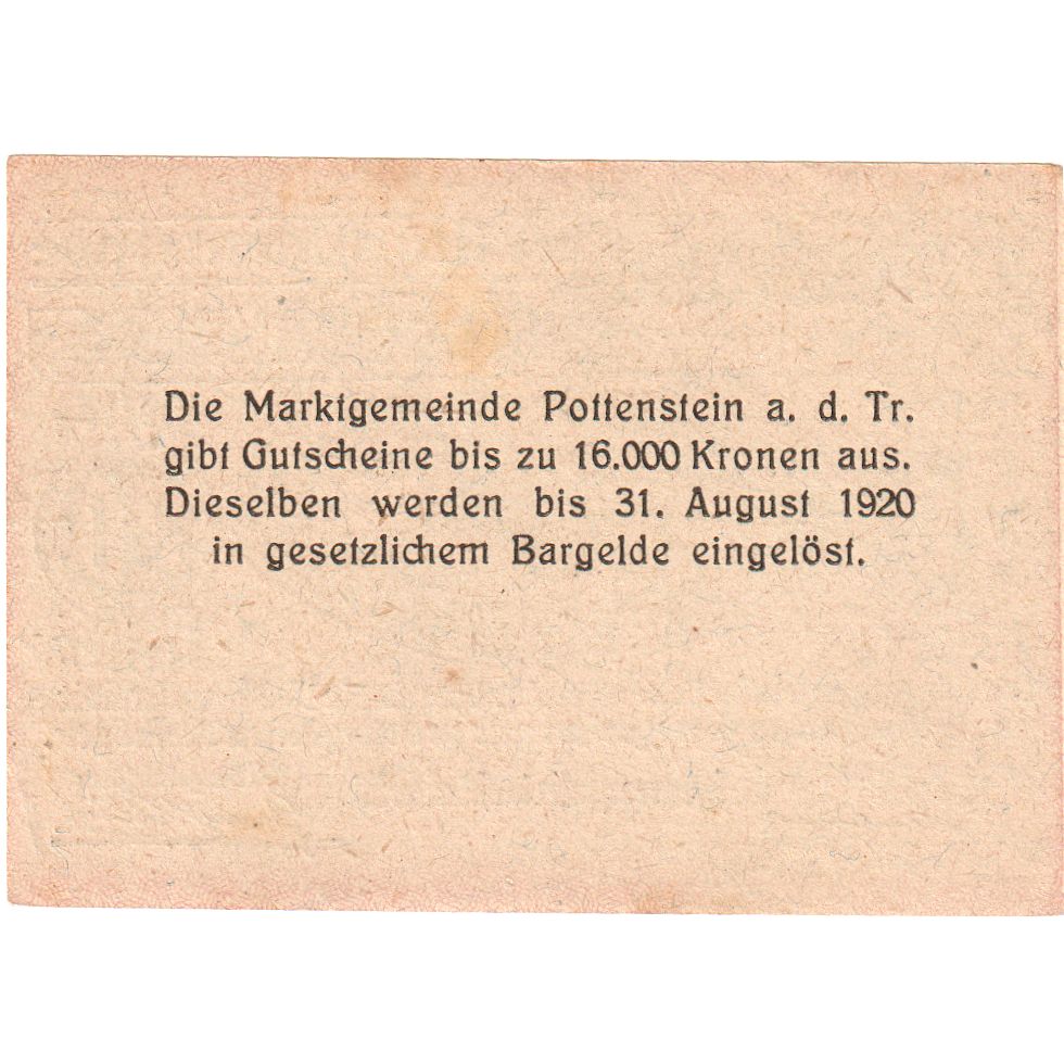 Autriche, Pottenstein, 20 Heller, rue, 1920, 1920-08-31, SPL
