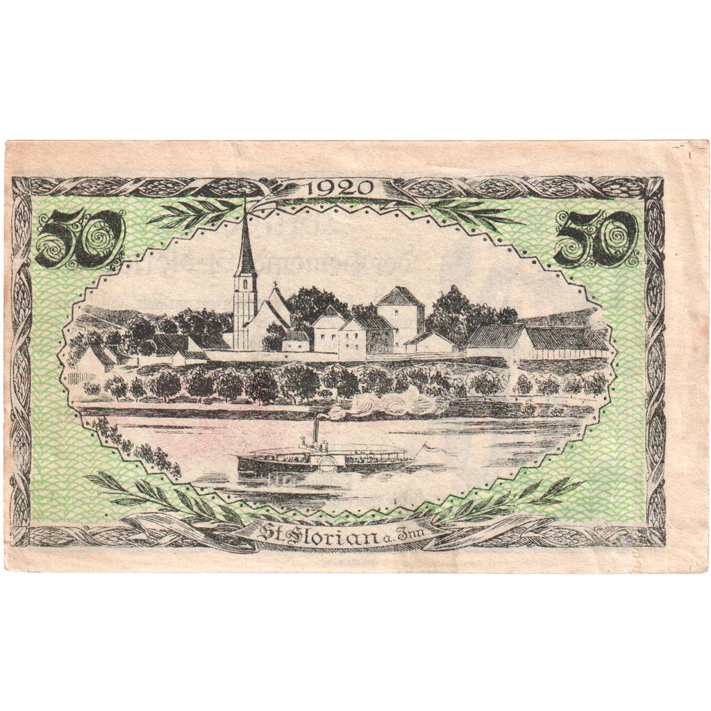 Autriche, St Florian, 50 Heller, personnage, 1920, 1920-10-30, TTB, Mehl:FS 881a
