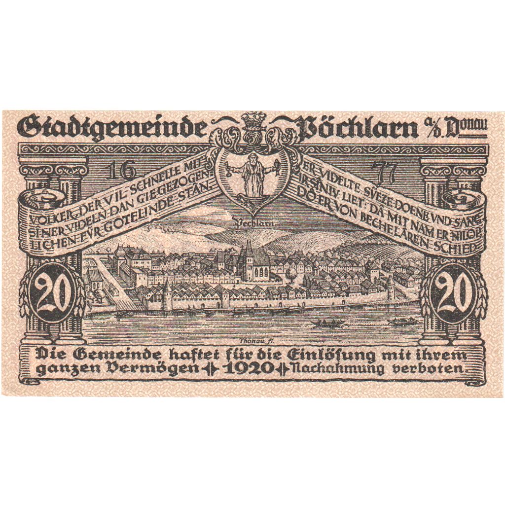 Oostenrijk, Pochlarn, 20 Heller, château, 1920, 1920-12-31, SPL, Mehl:FS 755II