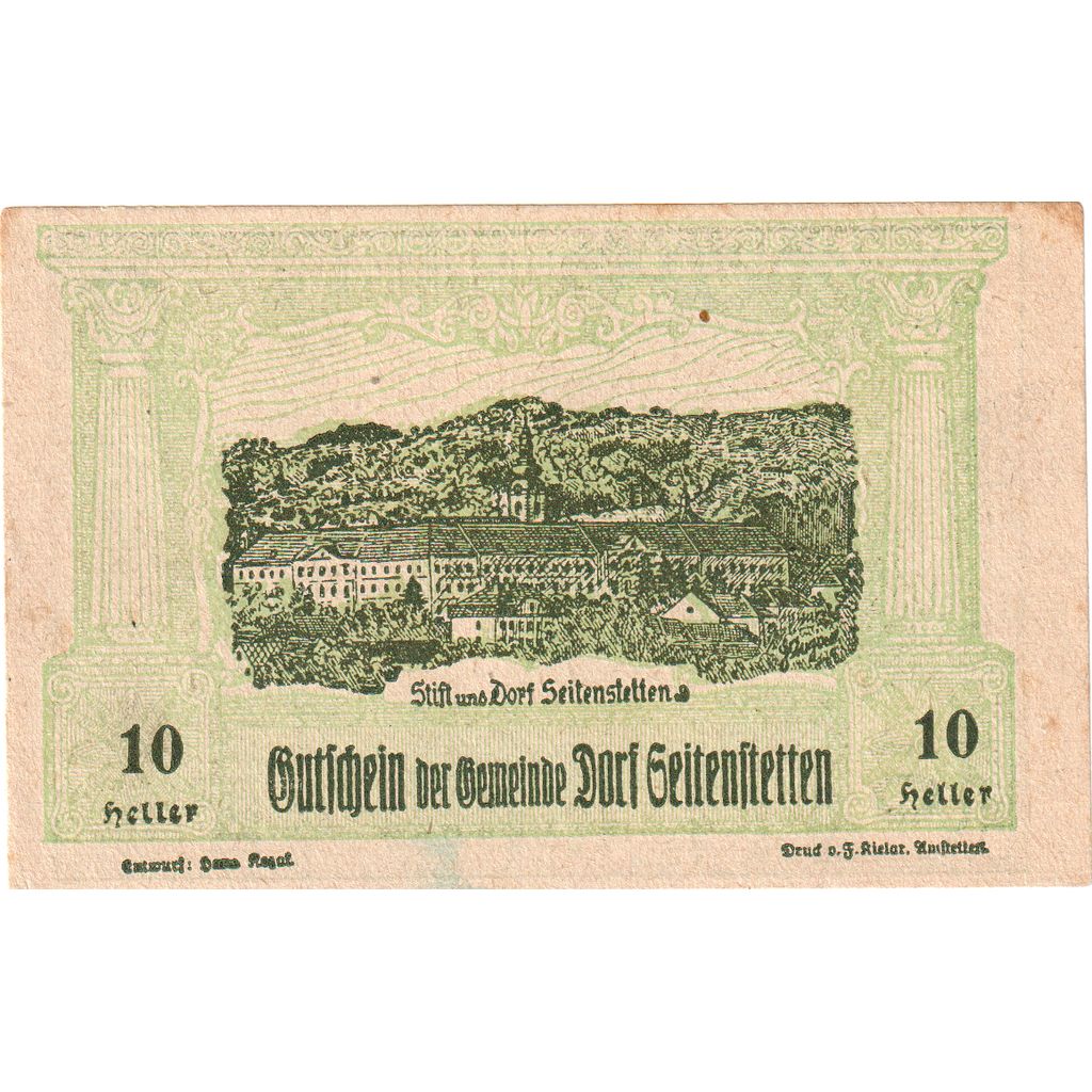 Oostenrijk, Seitenstetten, 10 Heller, paysage 1920-12-31, SUP, Mehl:FS 989a