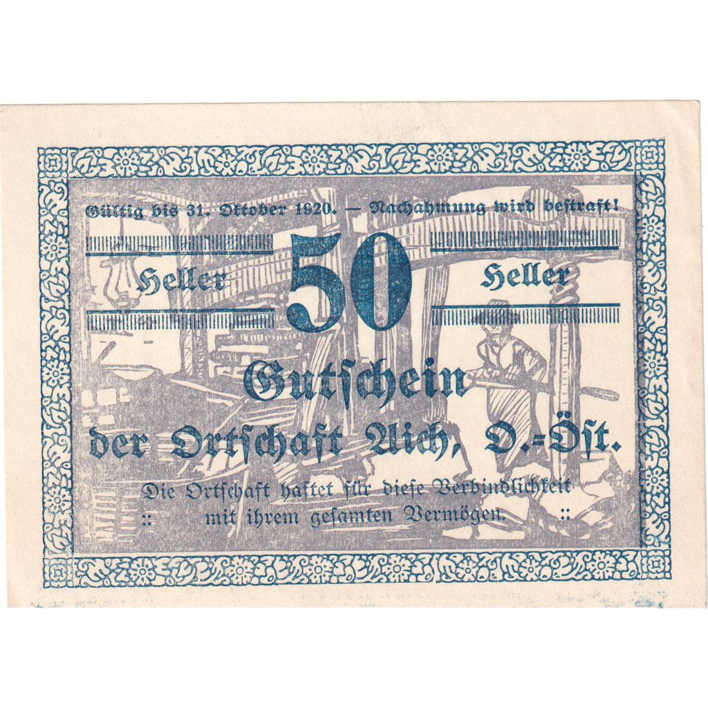 Oostenrijk, Aich, 50 Heller, atelier, 1920, 1920-12-31, SPL, Mehl:FS 10b