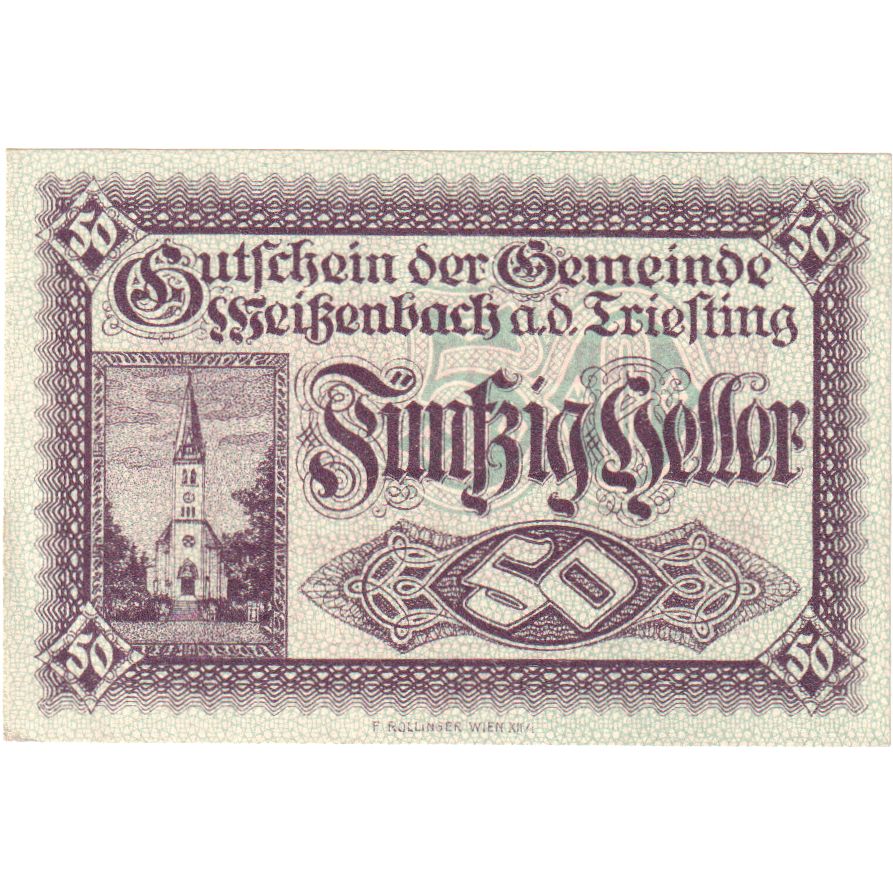 Oostenrijk, Weizenbach a d Triesting, 50 Heller, Eglise, 1920, 1920-10-01, SPL
