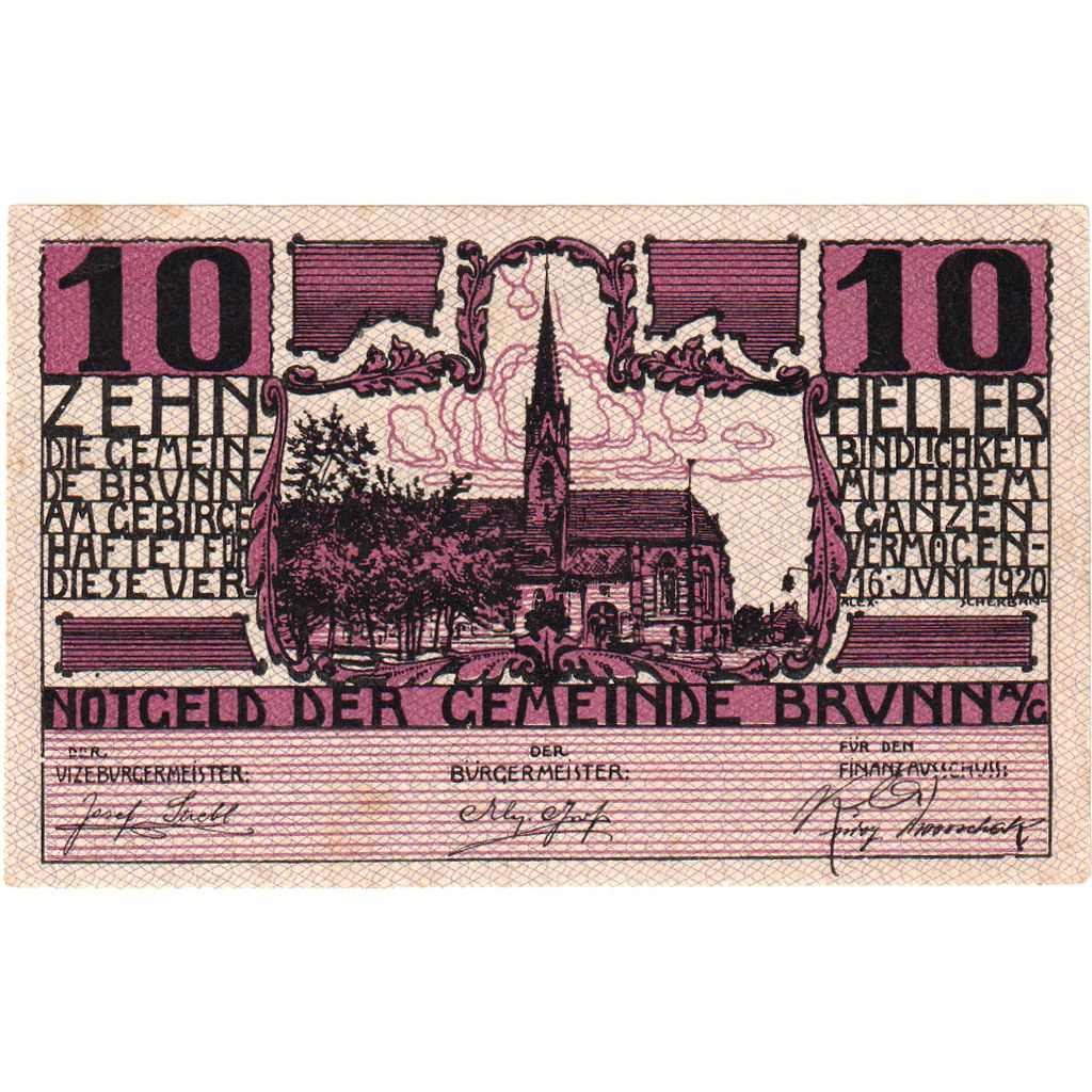 Oostenrijk, Brunn, 10 Heller, Eglise, 1920, 1920-10-31, SPL, Mehl:FS 109a