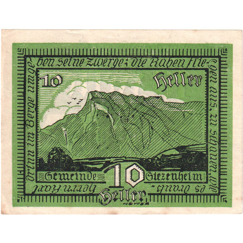 Oostenrijk, Siezenheim, 10 Heller, montagne, 1920, SPL, Mehl:FS 996a