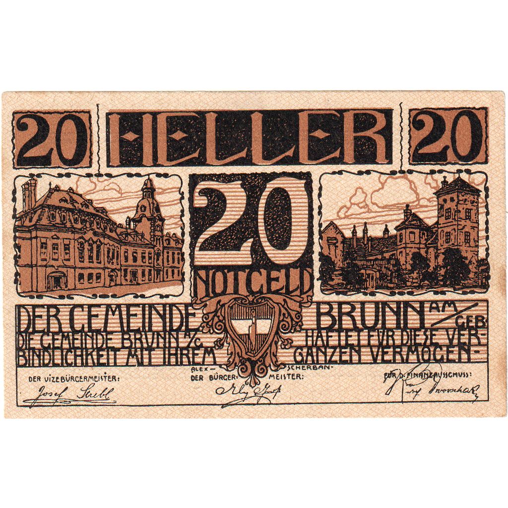 Autriche, Brunn am Gebirge, 20 Heller, Ville 1920-10-31, SPL, Mehl:FS 109a