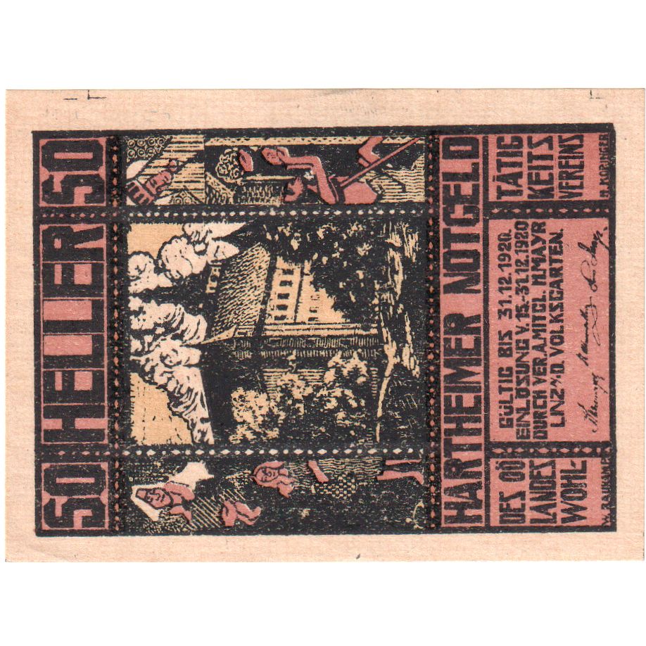 Autriche, Hartheimer, 50 Heller, château, 1920, 1920-12-31, SPL, Mehl:FS 352a
