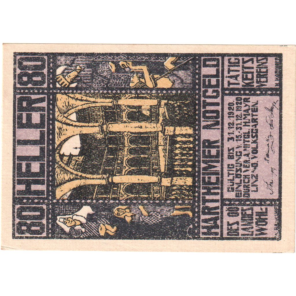 Autriche, Hartheimer, 80 Heller, cathédrale 1920-12-31, SPL, Mehl:FS 352a