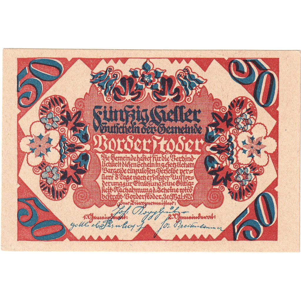 Österreich, Vorderstoder, 50 Heller, Fleur, 1920, UNZ-, Mehl:FS 1120