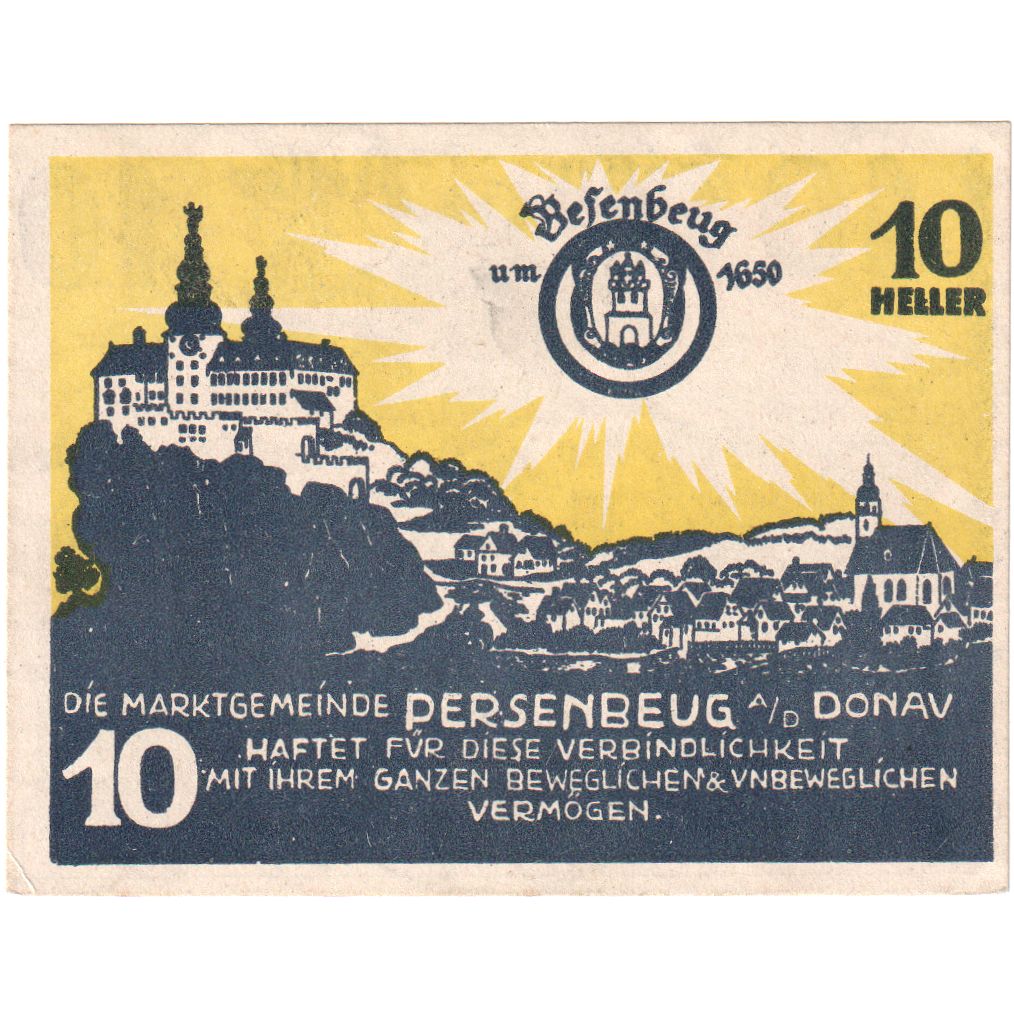 Österreich, Persenbeug, 10 Heller, Blason 1920-12-31, UNZ-, Mehl:FS 735IIa
