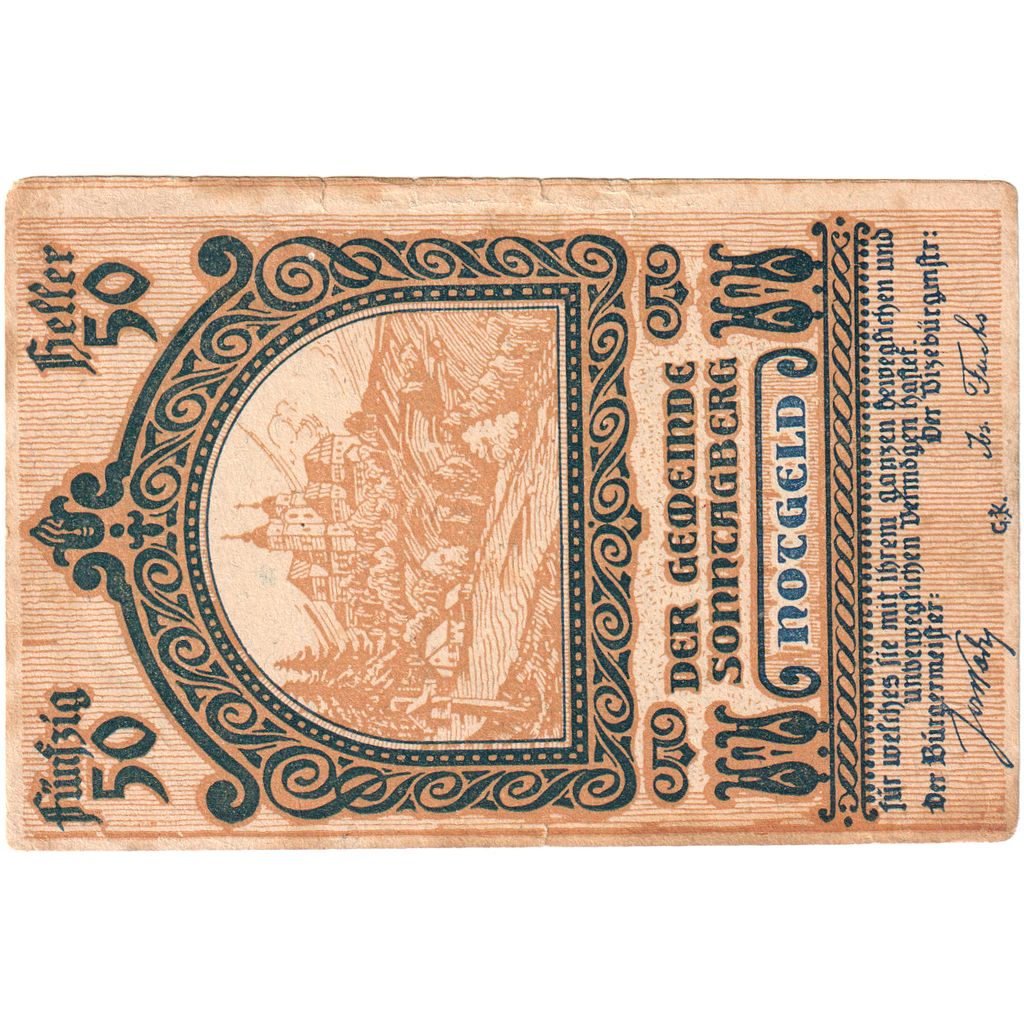 Austria, Sonntagberg, 50 Heller, village, 1920, 1920-12-31, MB, Mehl:FS 1005c