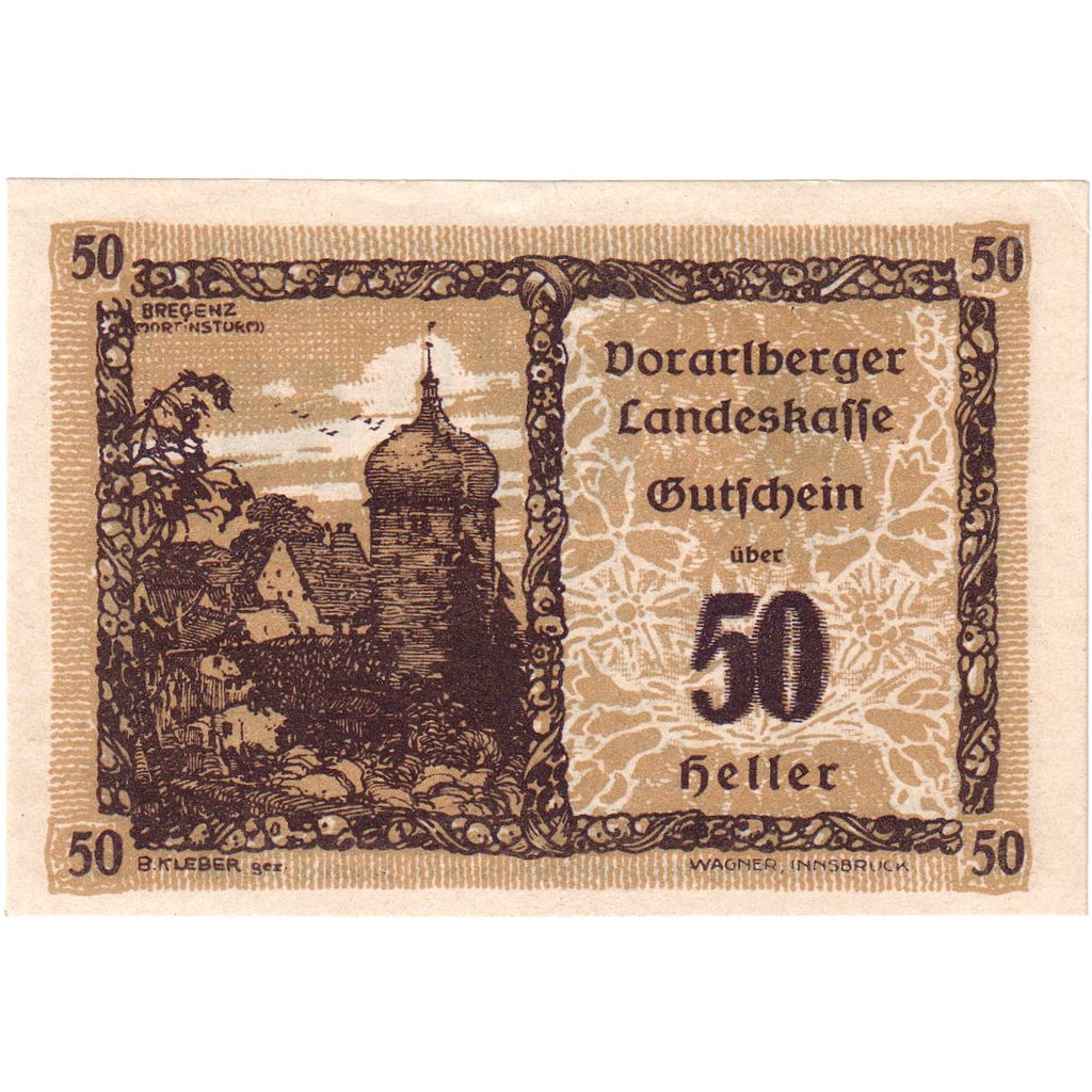Österreich, Vorarlberger, 50 Heller, Blason, 1921, UNZ-, Mehl:FS 1118IIa