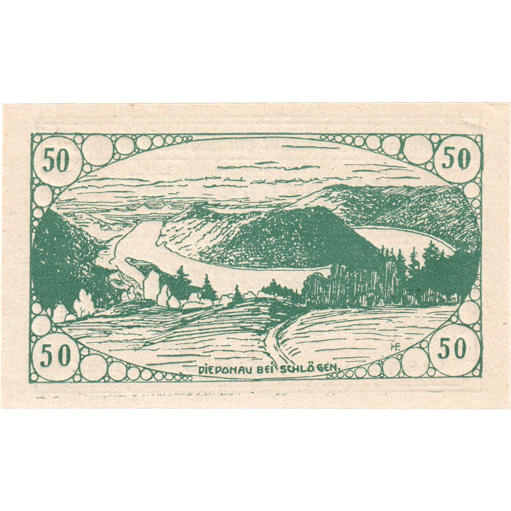 Österreich, Aschach, 50 Heller, paysage, 1920, 1920-12-31, UNZ-, Mehl:FS 332II