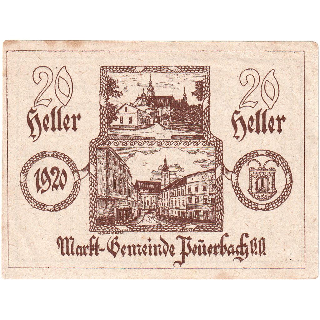 Österreich, Peuerbach, 20 Heller, Ville, 1920, 1920-04-07, S, Mehl:FS 741IIc