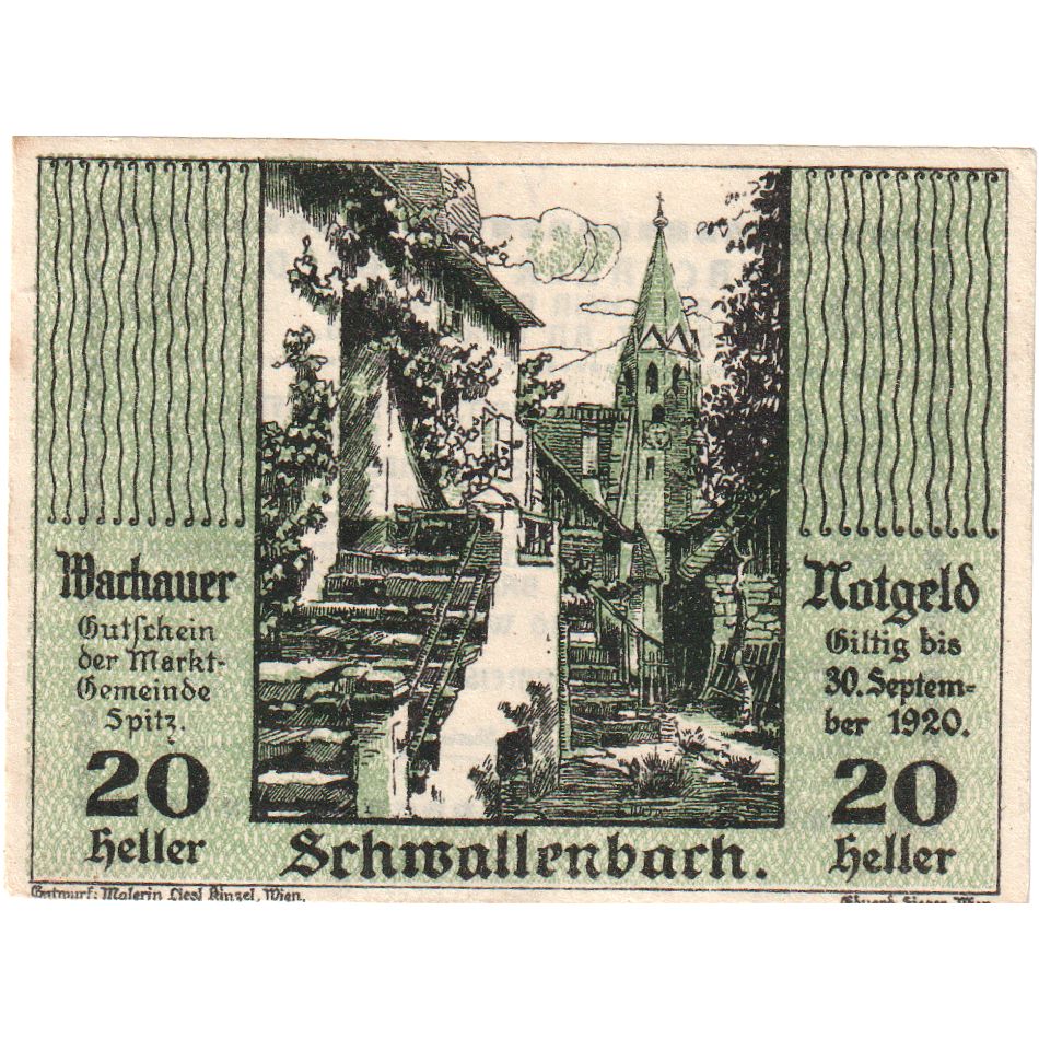 Österreich, Spitz, 20 Heller, Eglise, 1920, 1920-09-30, VZ, Mehl:FS 1122