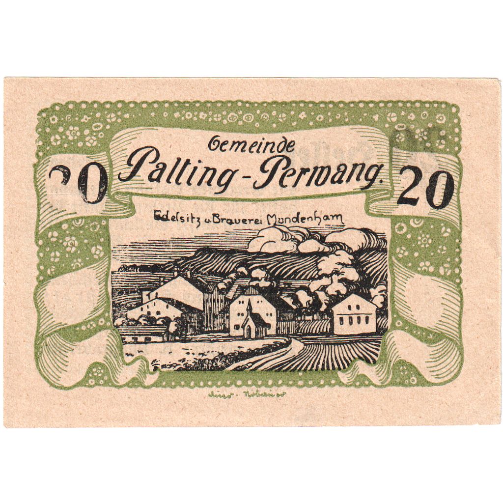 Österreich, Palting-Perwang, 20 Heller, village 1921-03-31, VZ, Mehl:FS 720a3