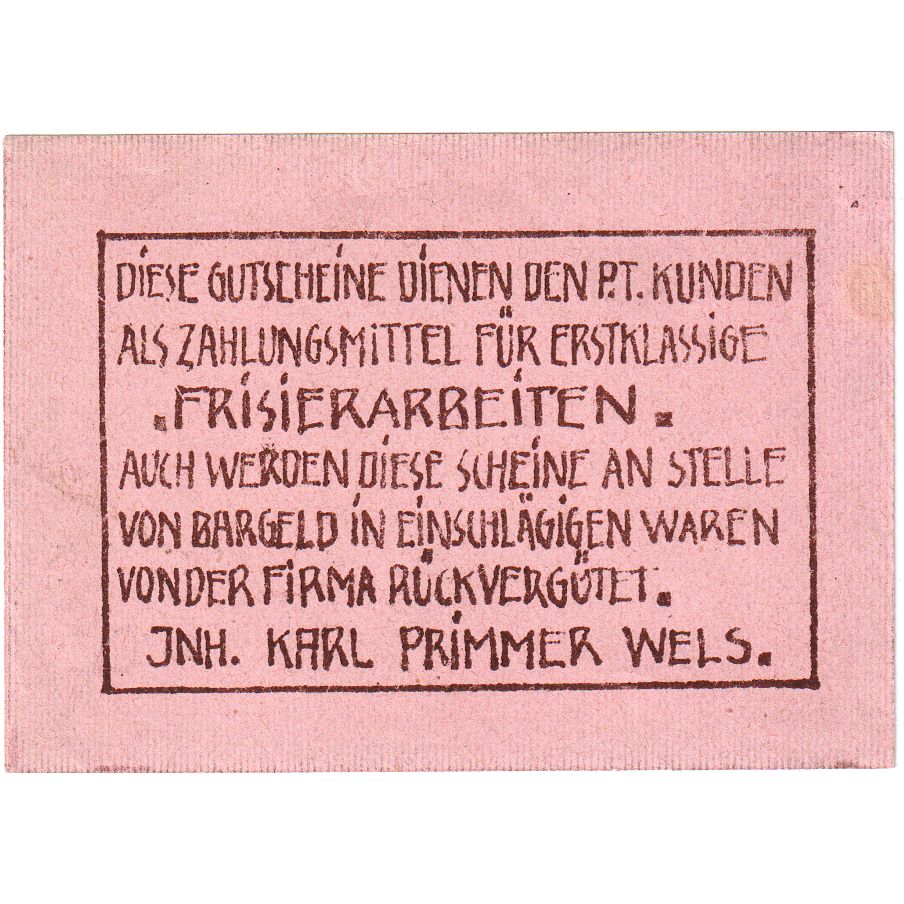 Österreich, Wels, 20 Heller, Texte, 1920, 1920-12-31, UNZ-, Mehl:FS 1169e