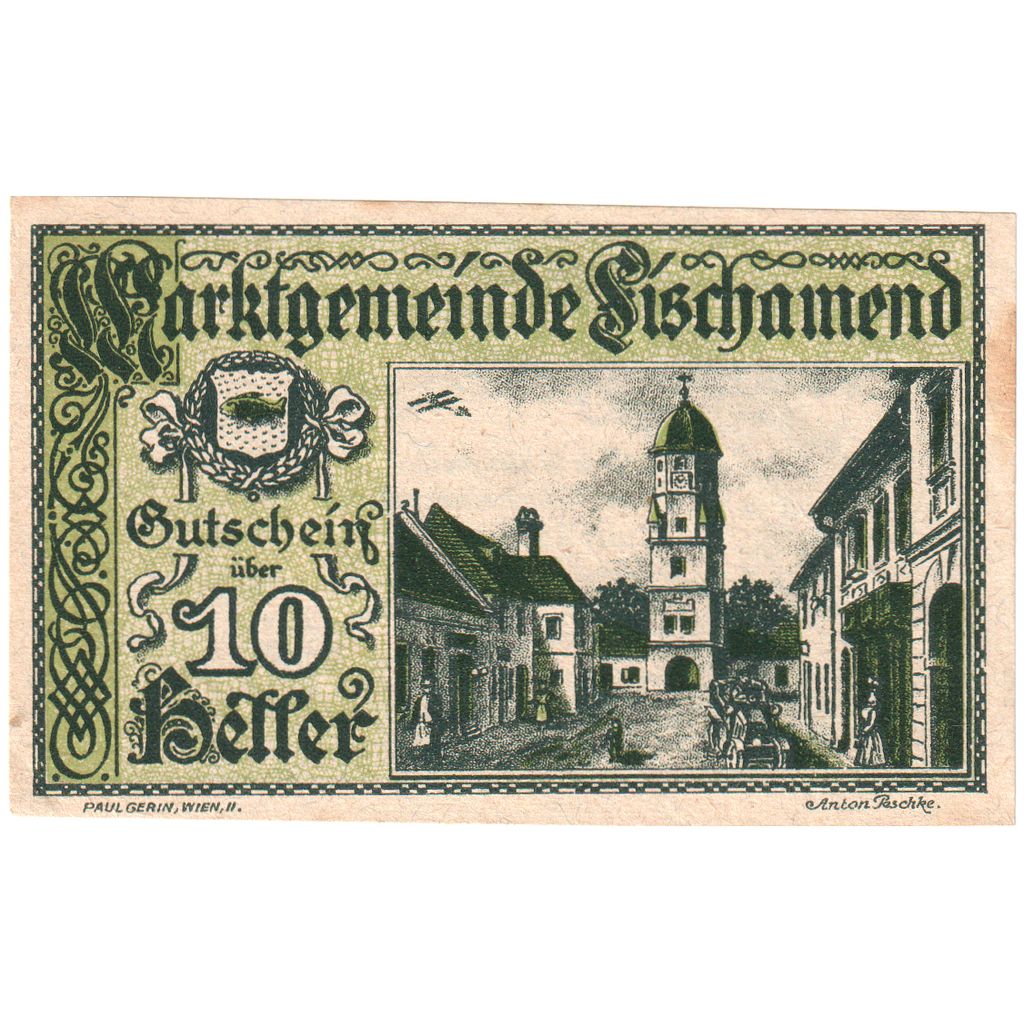 Österreich, Fischamend, 10 Heller, place, 1920, 1920-06-25, VZ, Mehl:FS 202