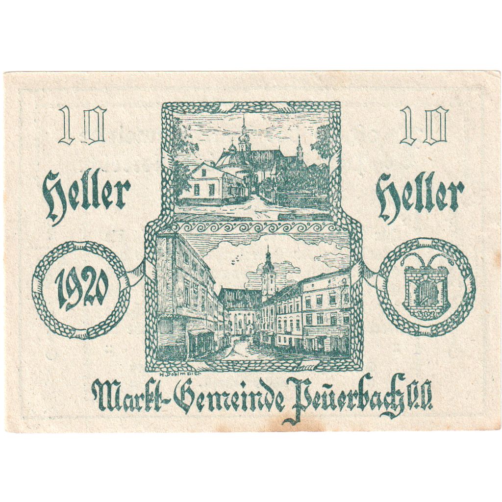 Austria, Peuerbach, 10 Heller, Eglise 1920-04-07, AU(55-58), Mehl:FS 741IIa