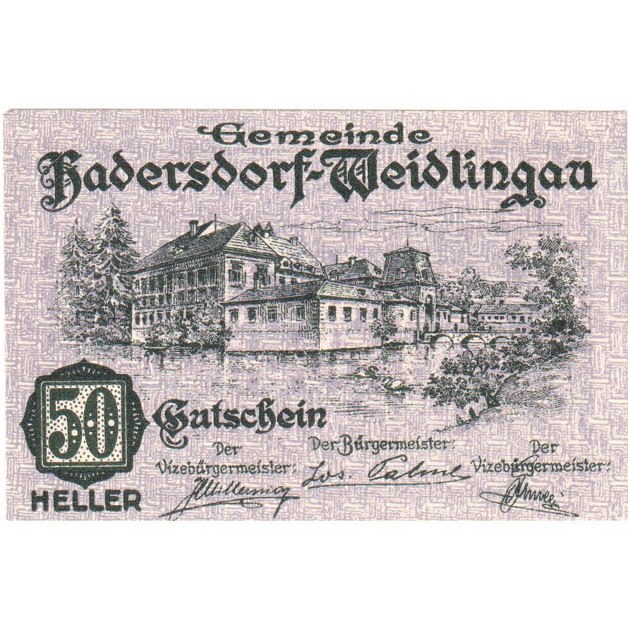 Österreich, Hadersdorf, 50 Heller, château, 1920, 1920-10-15, UNZ-, Mehl:FS 326