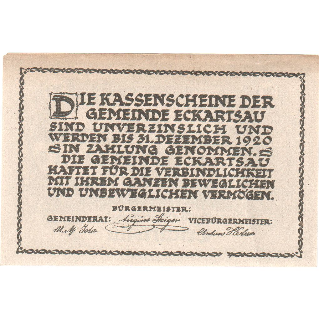 Österreich, Eckartsau, 20 Heller, château, 1920, 1920-12-31, VZ, Mehl:FS 149a
