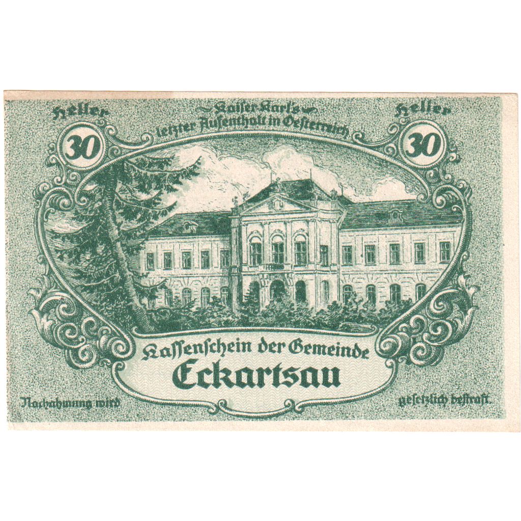 Österreich, Eckartsau, 30 Heller, Texte, 1920, 1920-12-31, UNZ-, Mehl:FS 149a